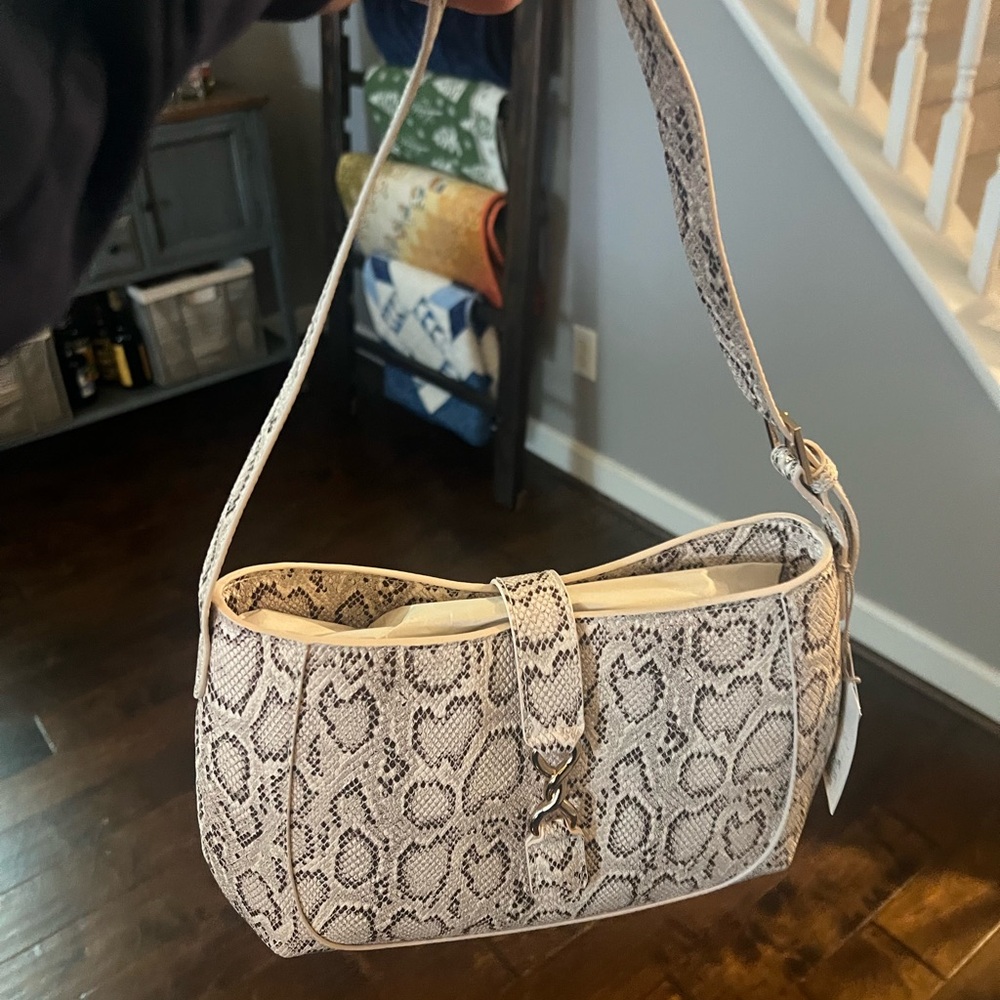 A New Day Beige Snake Print Shoulder Bag - Picture 2 of 3